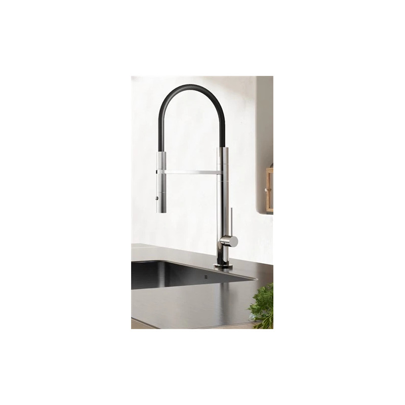 Kitchen mixer tap, with a removable hand shower and dual spout